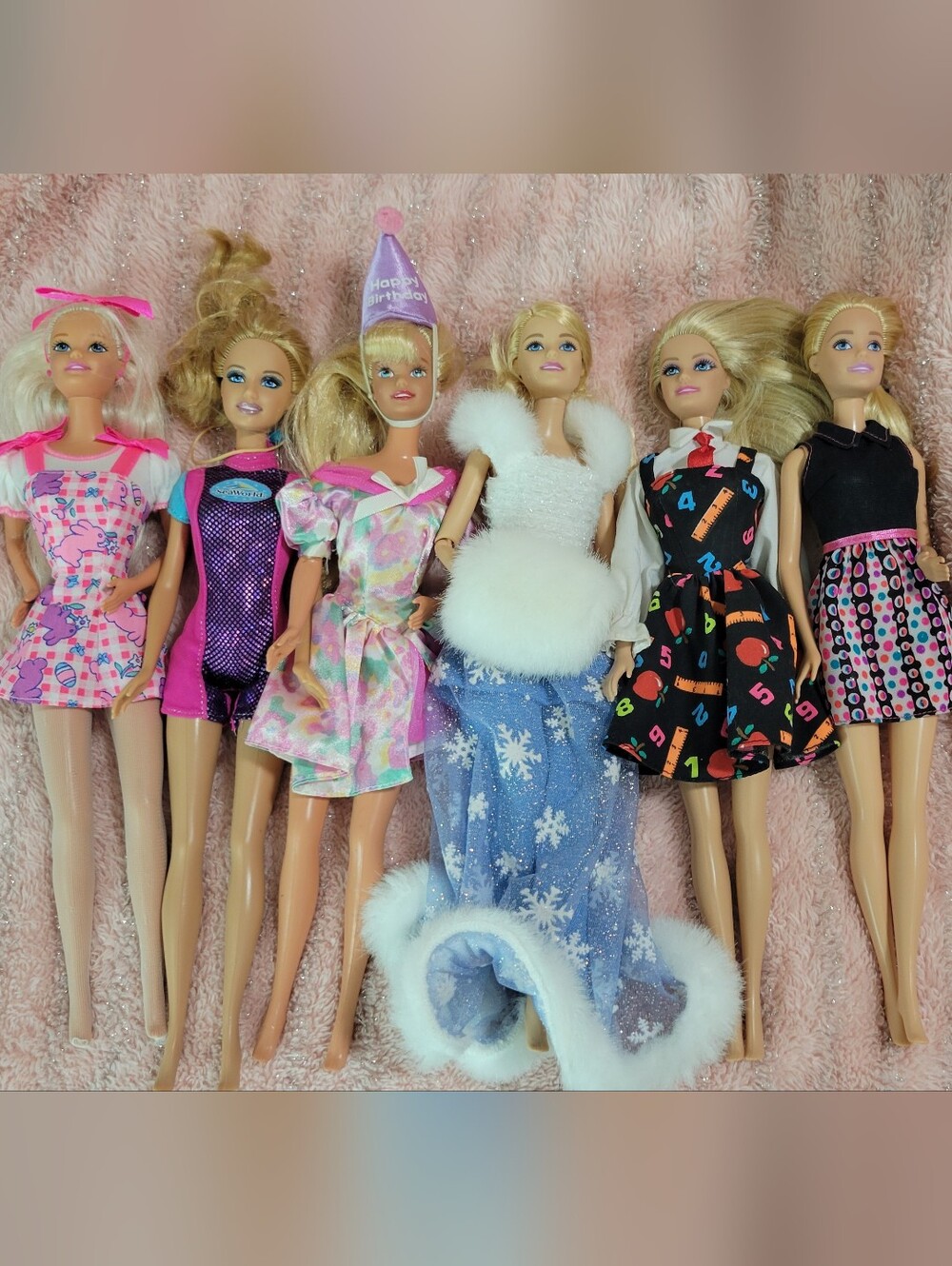 Barbie Doll Lot in Pink, Blue, Black, Purple, White
